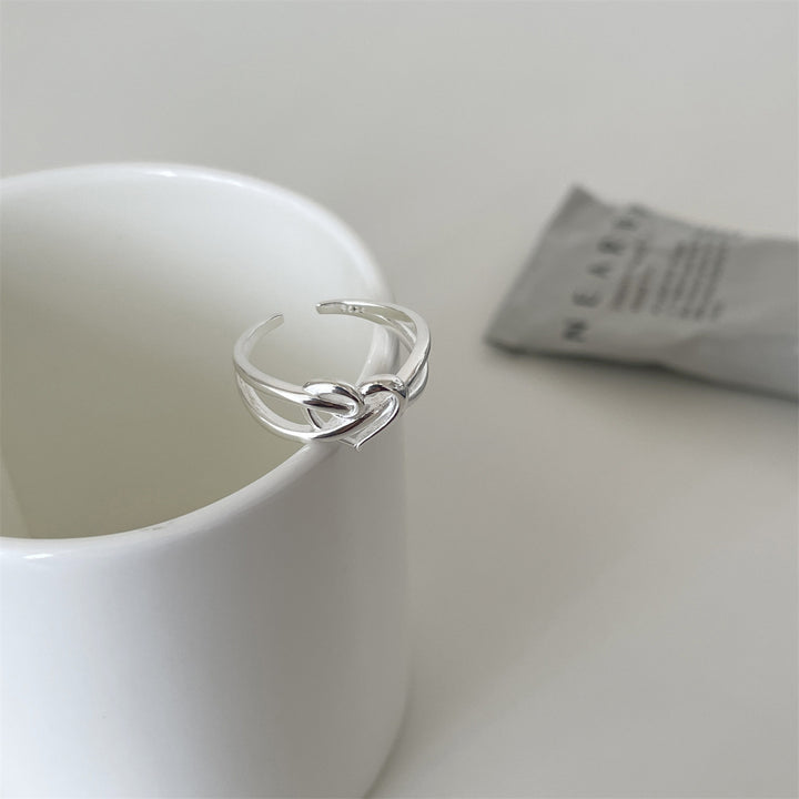 S925 Sterling Silver Intertwined Heart Ring