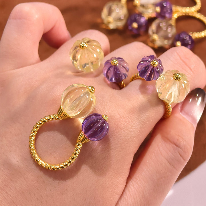 Dopamine Pumpkin Glass Adjustable Ring