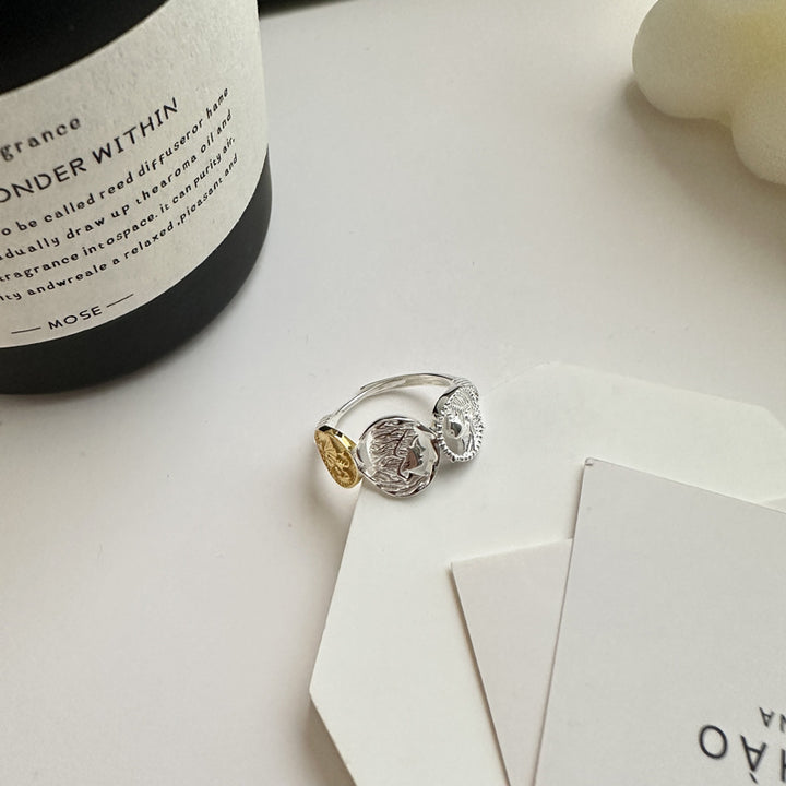 Sterling Silver Roman Antique Badge Coin Ring