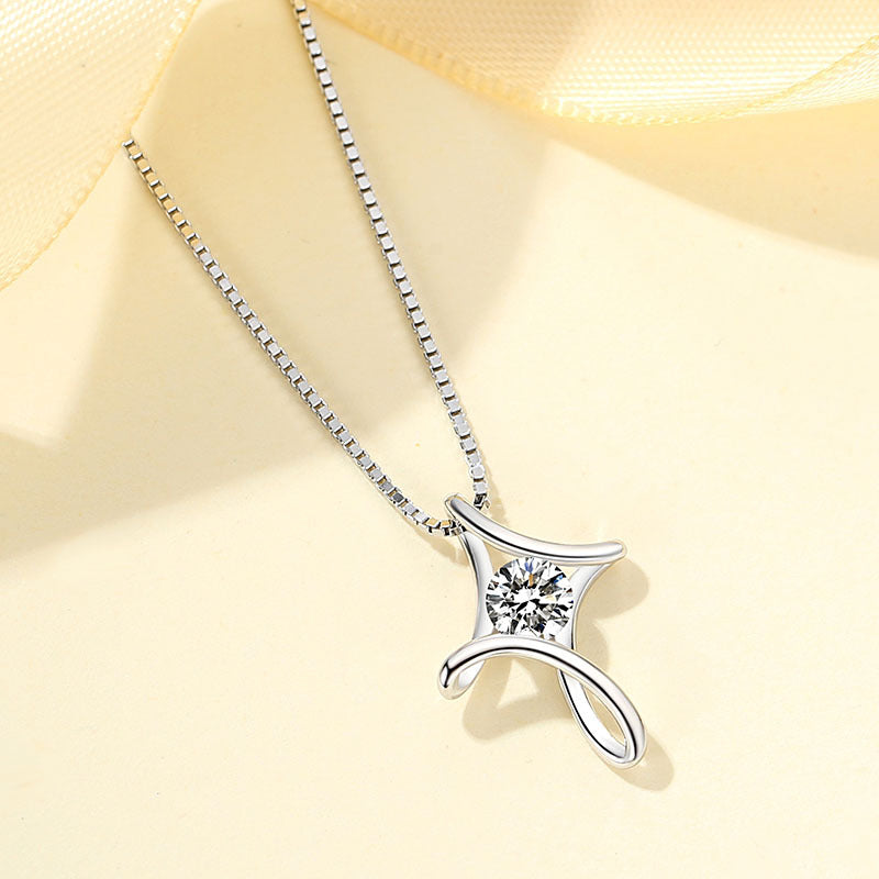 Twisted Star Zircon Pendant Necklace
