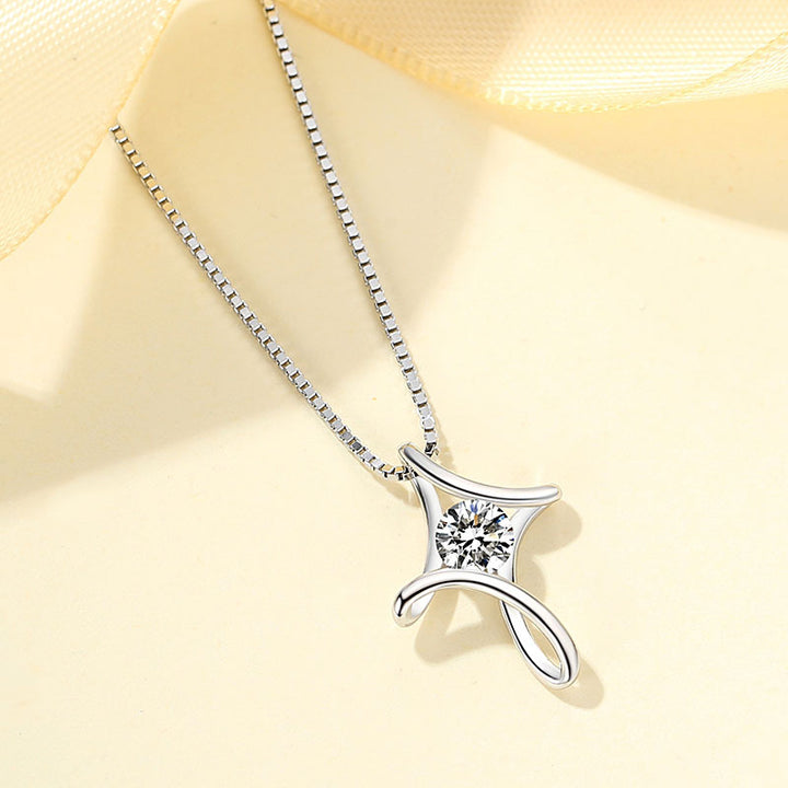 Twisted Star Zircon Pendant Necklace
