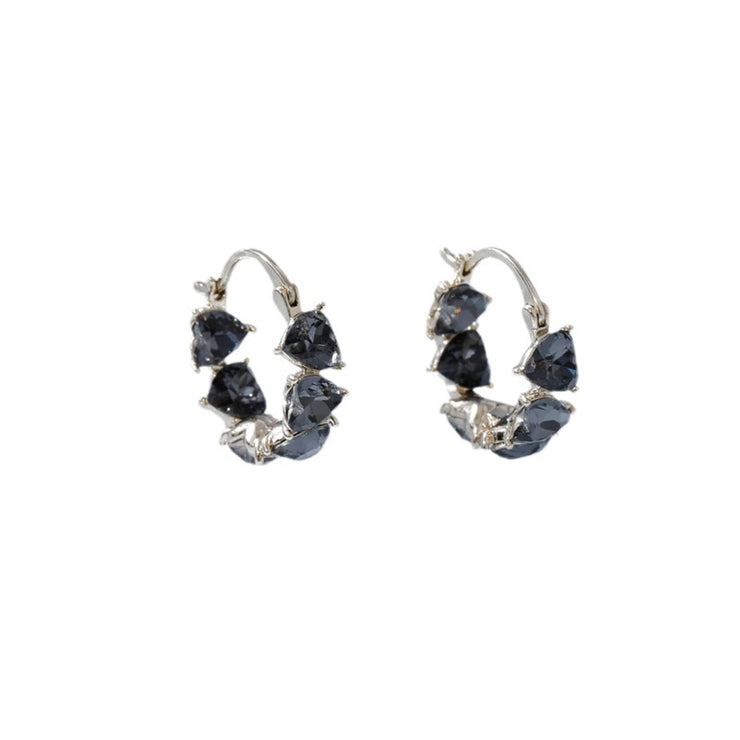 Gray Crystal Heart Earrings