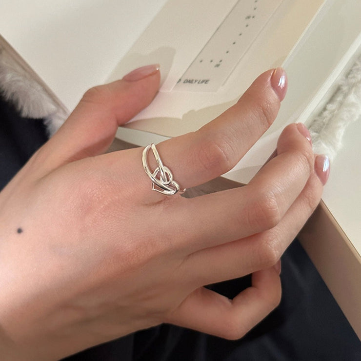 S925 Sterling Silver Intertwined Heart Ring