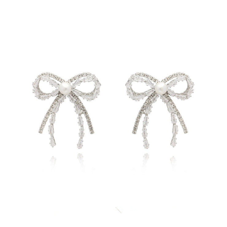 Premium Zirconia Bow Earrings