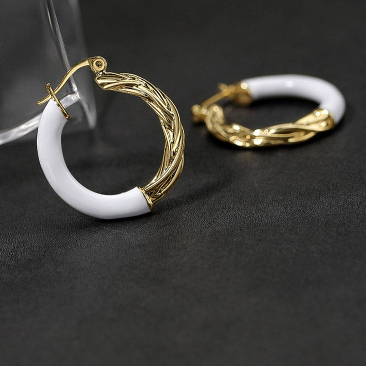 Enamel Metal Hoop Earrings