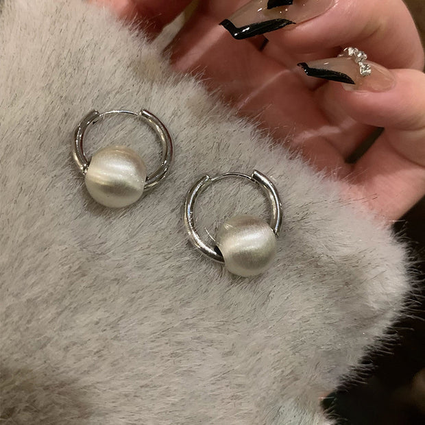 Brushed Ball Hoop Earrings