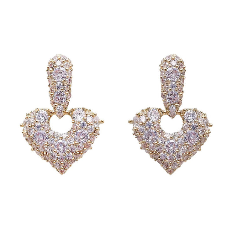 Full Diamond Heart Earrings