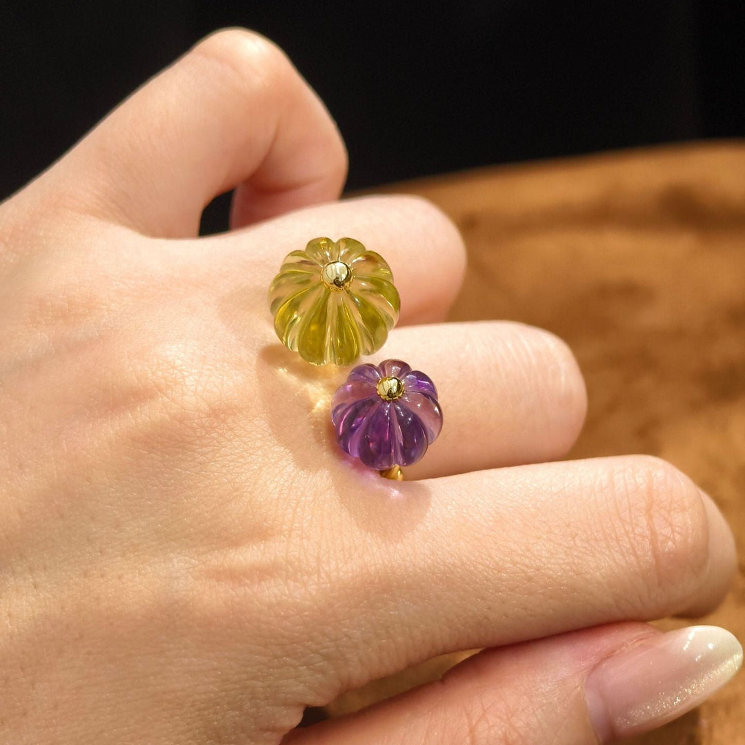 Dopamine Pumpkin Glass Adjustable Ring
