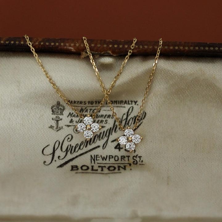 Four-Petal Zircon Necklace — Dainty Floral Pendant | Gold / Silver | S925 Sterling Silver