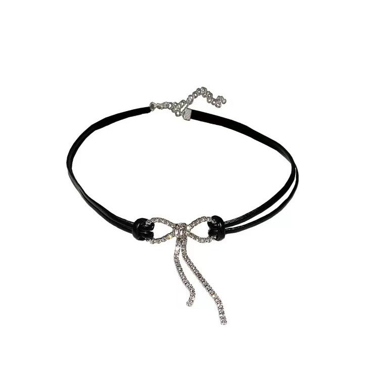 Bow & Crystal Pendant Necklace