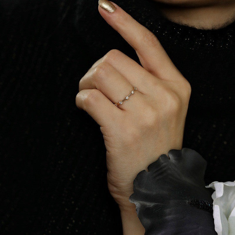 Dainty Floral Stackable Ring — Tiny Zircon Band | Gold / Silver | S925 Sterling Silver