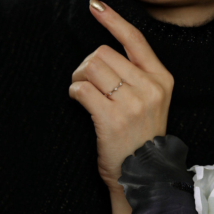 Dainty Floral Stackable Ring — Tiny Zircon Band | Gold / Silver | S925 Sterling Silver