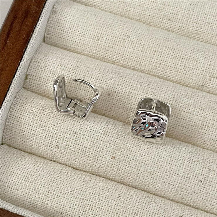 S925 Sterling Silver Vintage Square Earrings