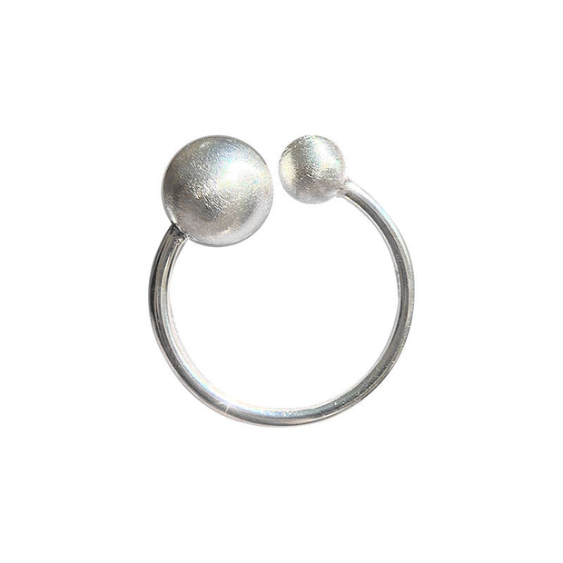 Double Ball Brushed Crafted Sterling Silver Ring