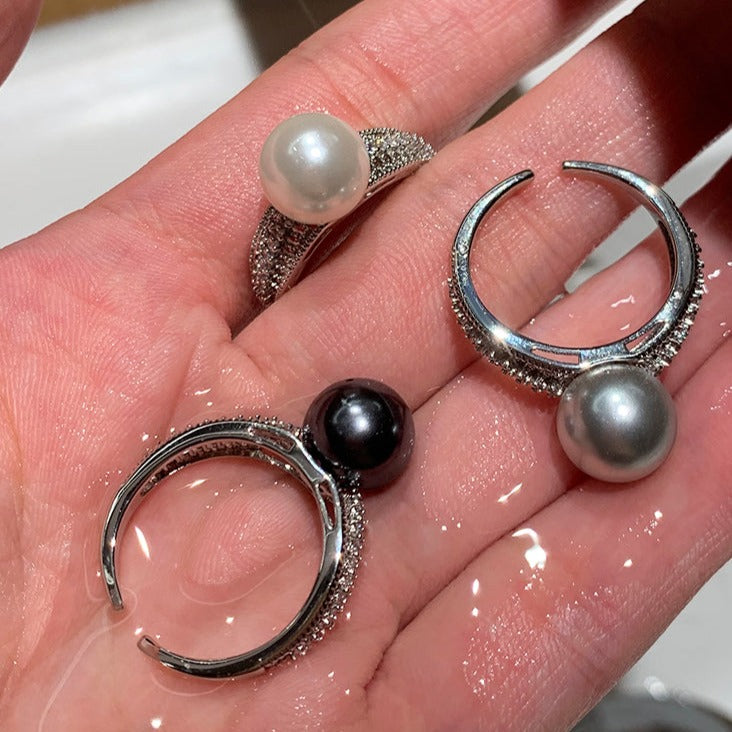Vintage Sterling Silver Skeleton Pearl Ring