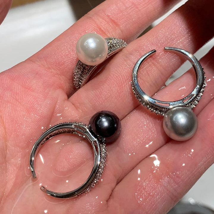 Vintage Sterling Silver Skeleton Pearl Ring