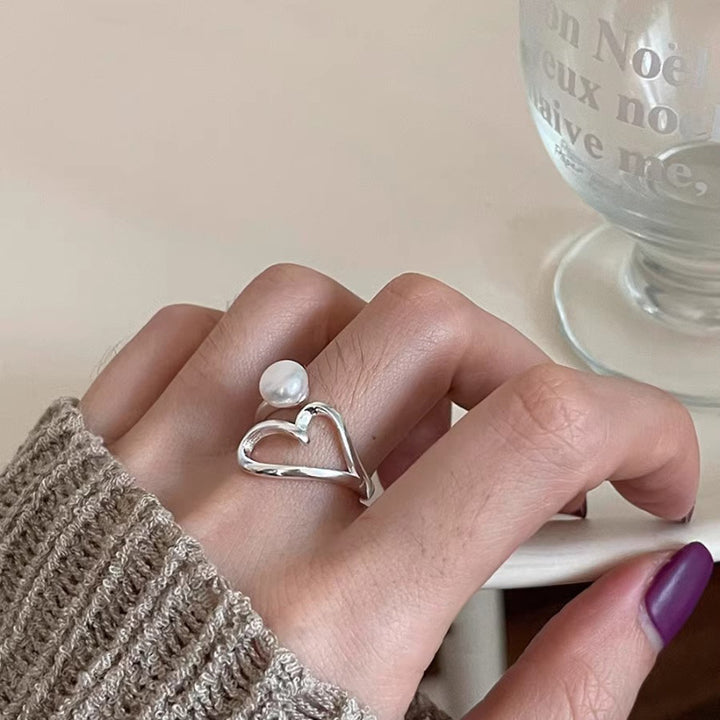 Love Pearl Line Adjustable Ring