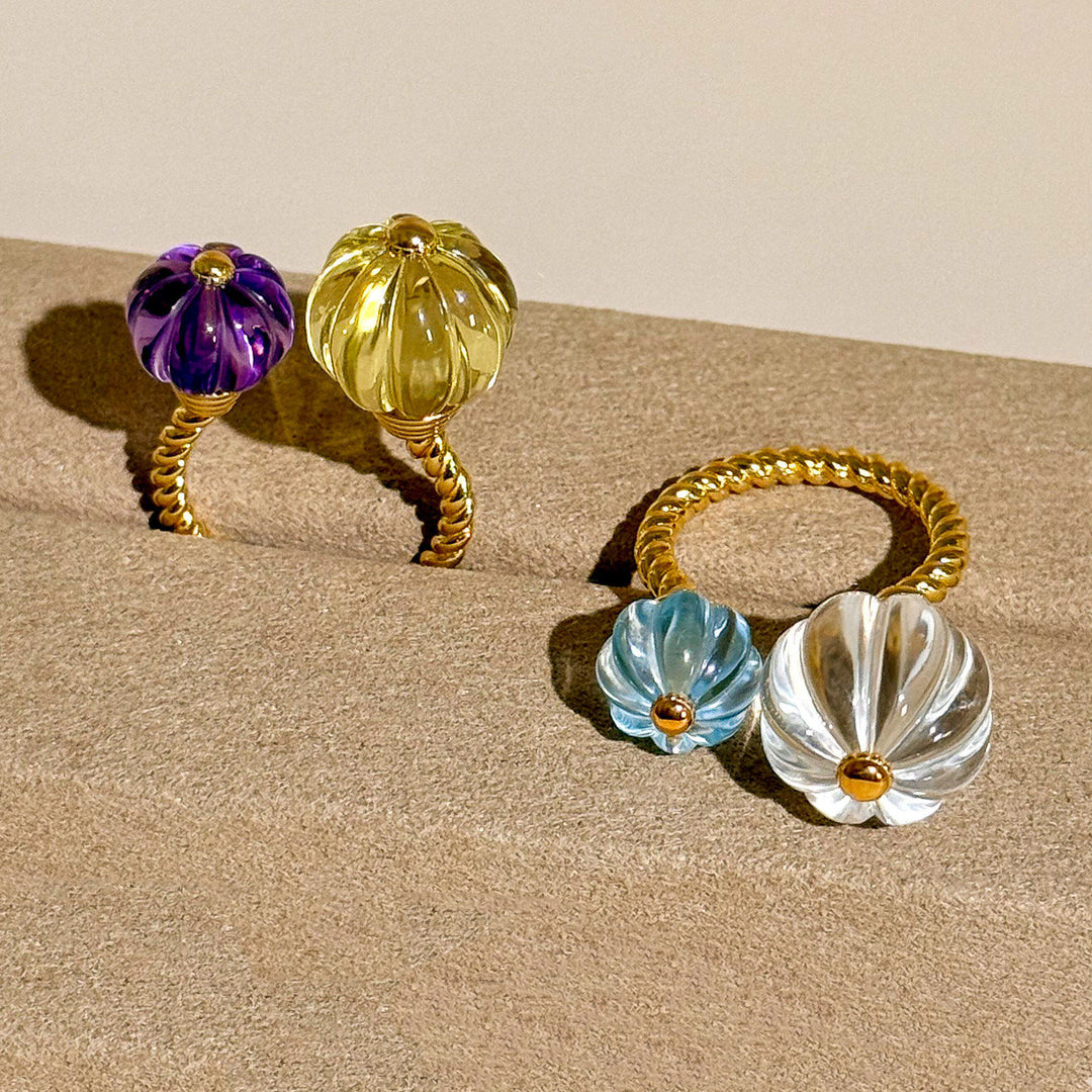 Dopamine Pumpkin Glass Adjustable Ring