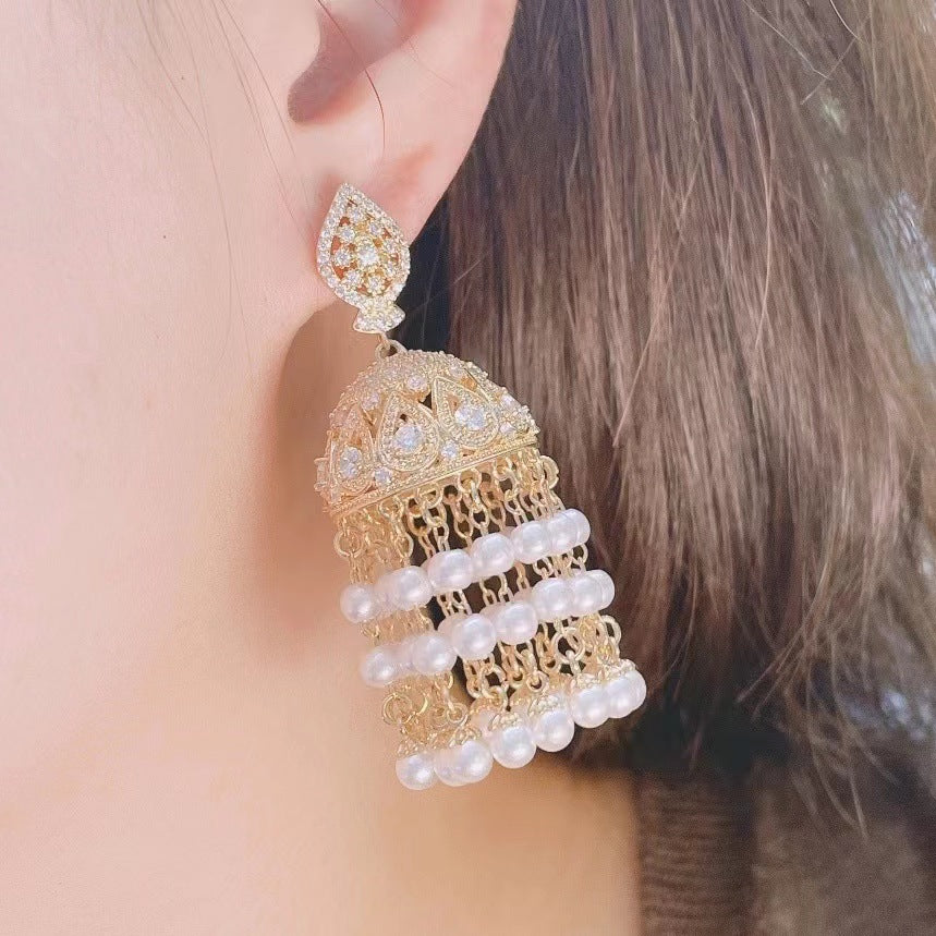 Heavy Duty Vintage Pearl Tassel Earrings
