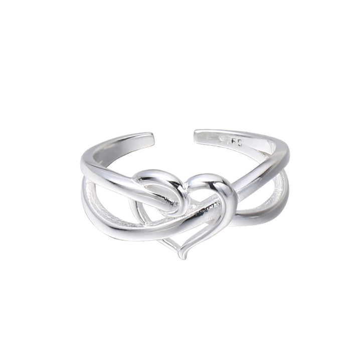 S925 Sterling Silver Intertwined Heart Ring
