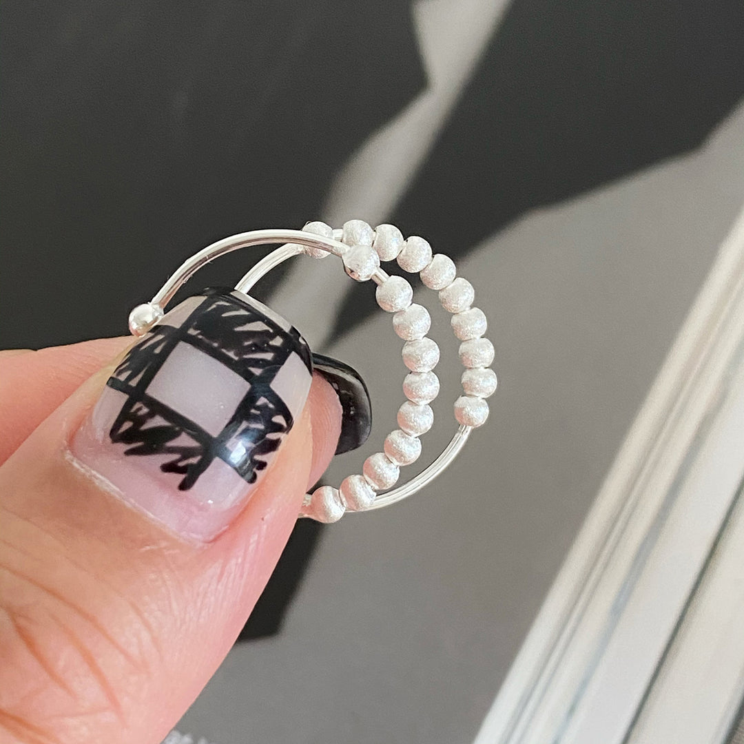Fine Sterling Silver Frosted Bead Ring