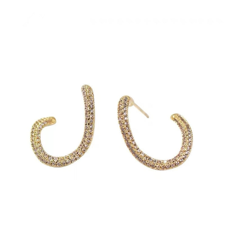 Zircon Curved Curve Earrings