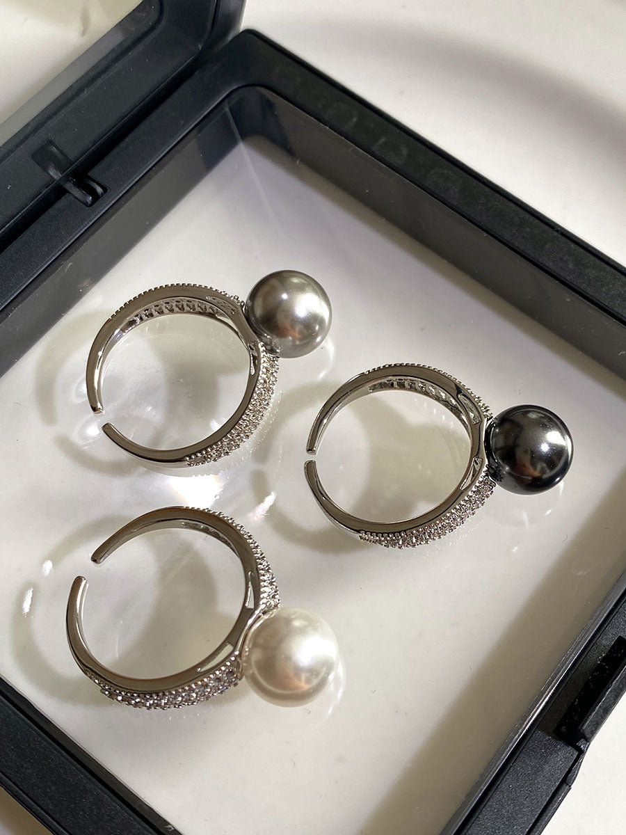 Vintage Sterling Silver Skeleton Pearl Ring