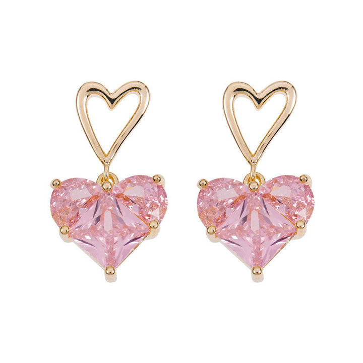 Double Layered Pink Heart Earrings
