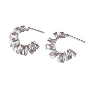 S925 Sterling Silver C-Shape Frosted Earrings