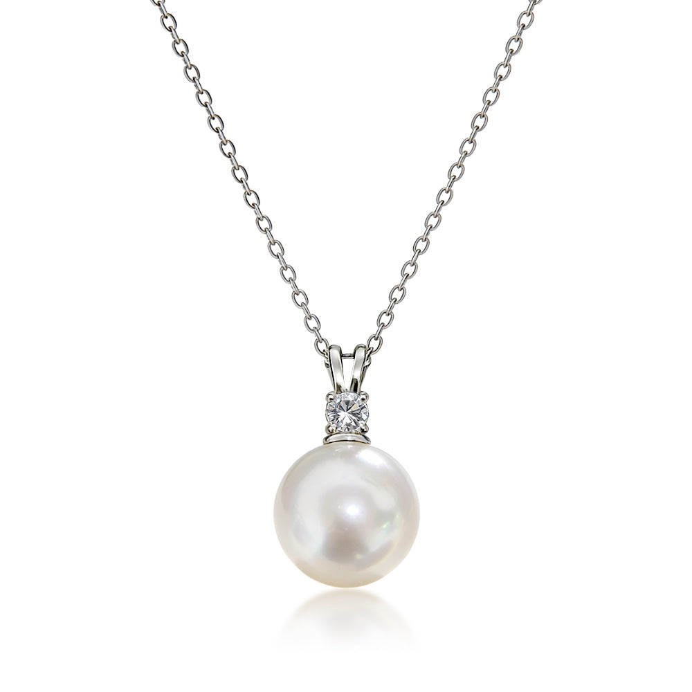 Classic Pearl Moissanite Pendant Necklace
