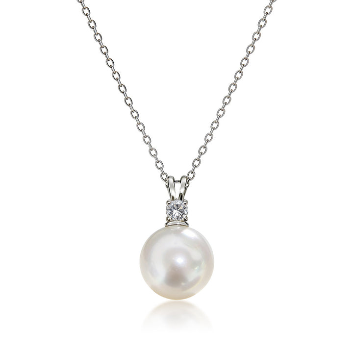 Classic Pearl Moissanite Pendant Necklace
