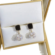 Black Square Multifaceted Zircon Earrings