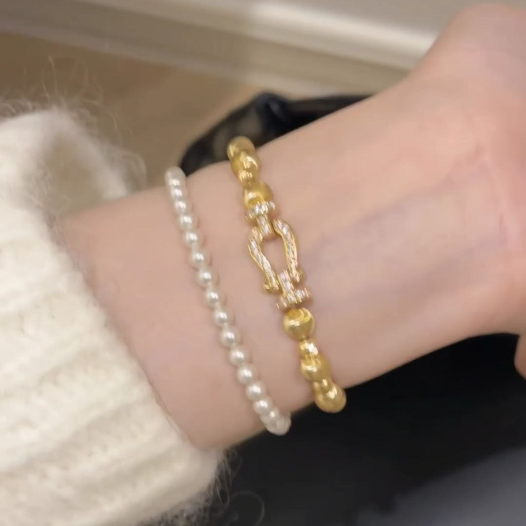 Cat's Eye Horseshoe-Shaped Diamond Bracelet