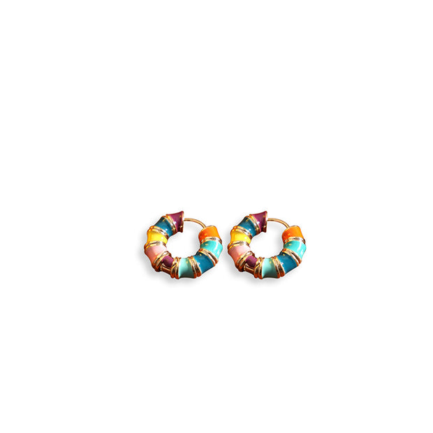 Circle Enamel Colored Earrings