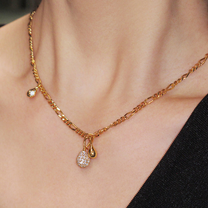 Crystal Drop Chain Necklace