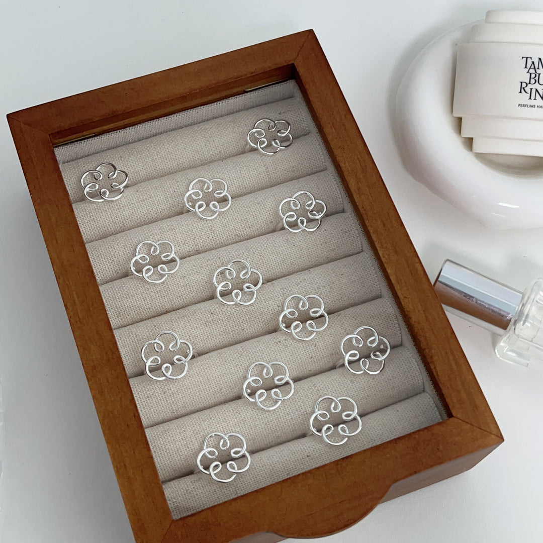 Line Skeleton Flower Adjustable Ring