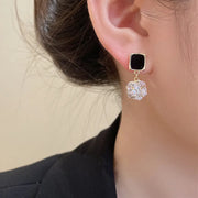 Black Square Multifaceted Zircon Earrings