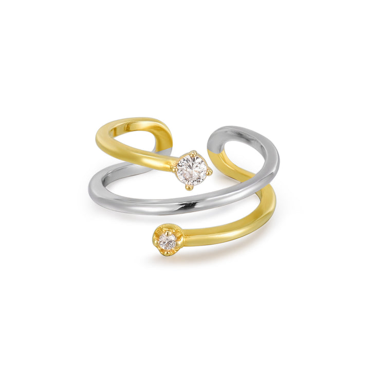 Sterling Silver Multi-Layered Split Color Adjustable Ring