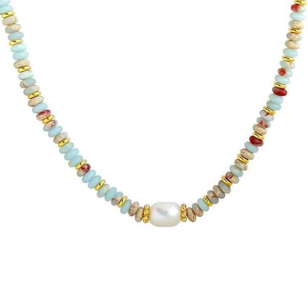 Natural Stone Colorful Beaded Pearl Necklace