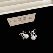 Ribbon Pearl Earrings