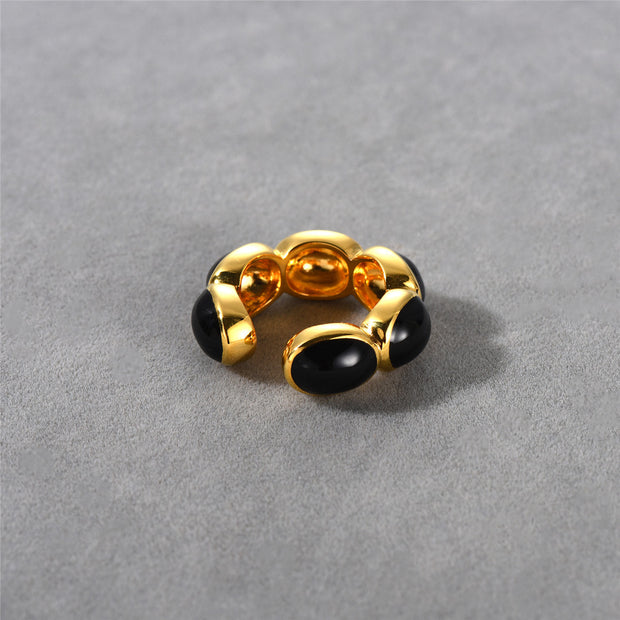 Gold Trimmed Onyx Ear Cuff/Rings