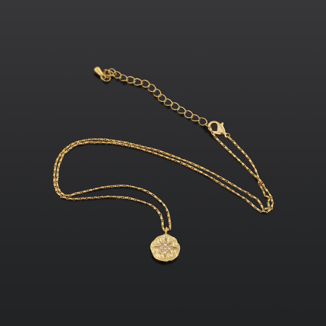 Polaris Coin Button Pendant Necklace