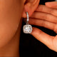 Square Halo Moissanite Drop Earrings