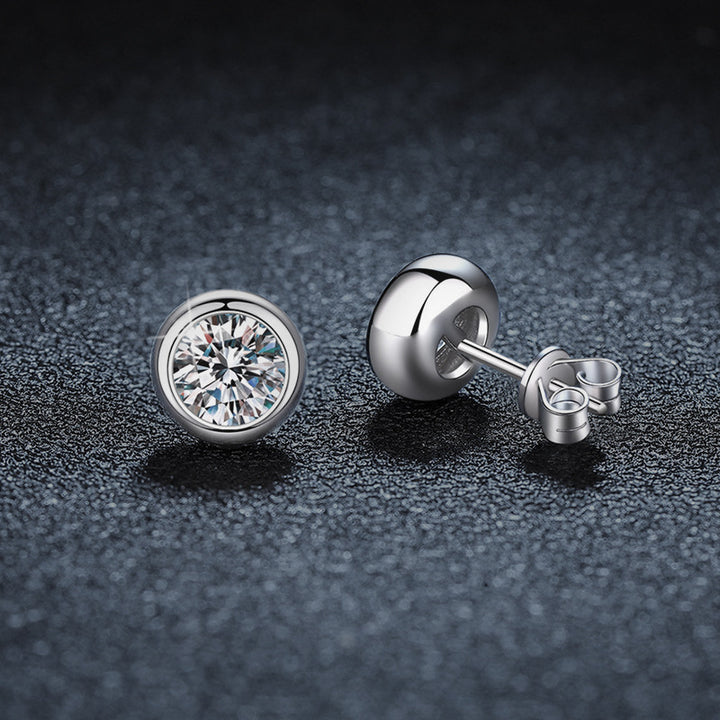 Bezel Moissanite Stud Earrings