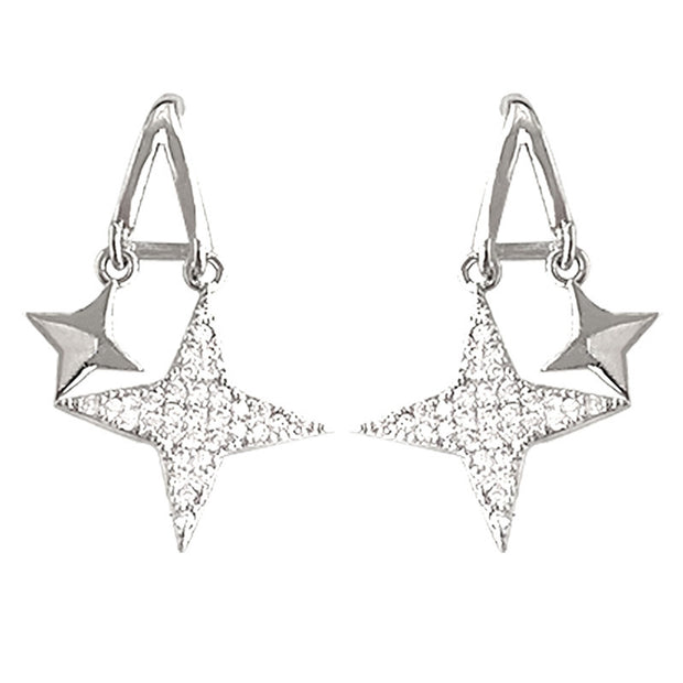 Delicate Overlapping Star Zirconia Earrings