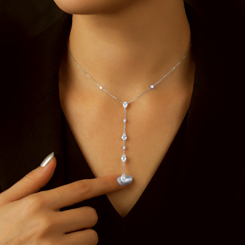 Moissanite Teardrop Y-Necklace