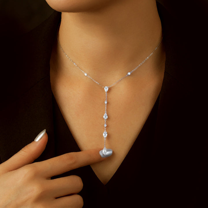 Moissanite Teardrop Y-Necklace