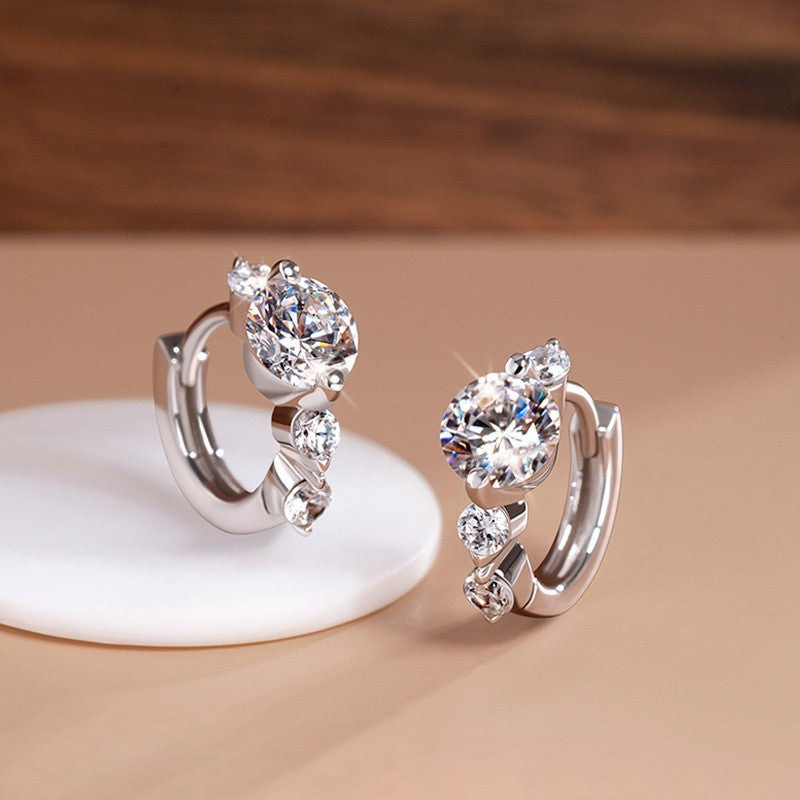 Trinity Spark Moissanite Hoop Earrings