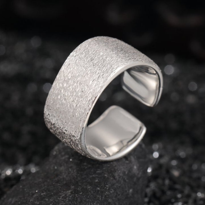 Brushed Textured Wide Band Ring