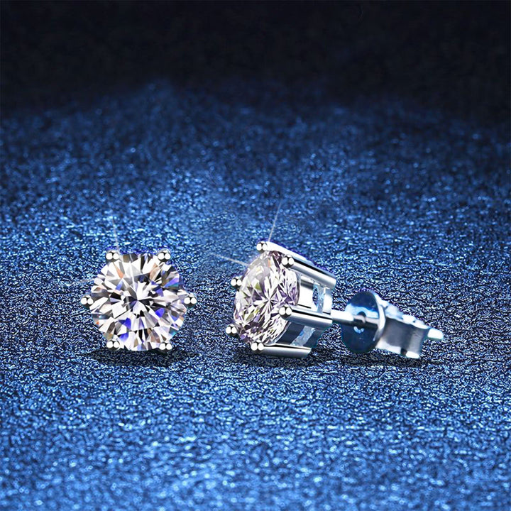Classic Six-Prong Moissanite Stud Earrings